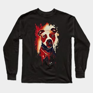 Pitbull dog Tie Dye art design Long Sleeve T-Shirt